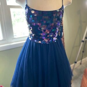City Studio Elegant Navy and Sequin Juniors Dress